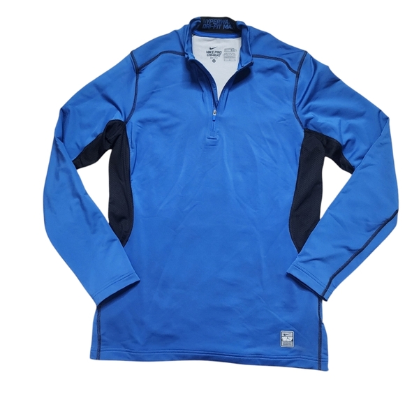 Nike Pro Combat Blue and Black Long Sleeve Pullover - Picture 1 of 6